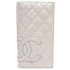 Chanel CC Logo Cambon Line Leather Silver Wallet
