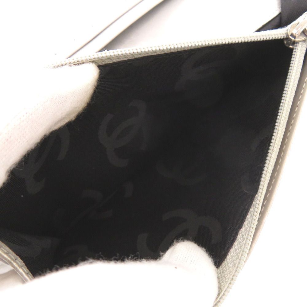 Chanel CC Logo Cambon Line Leather Silver Wallet — view 6