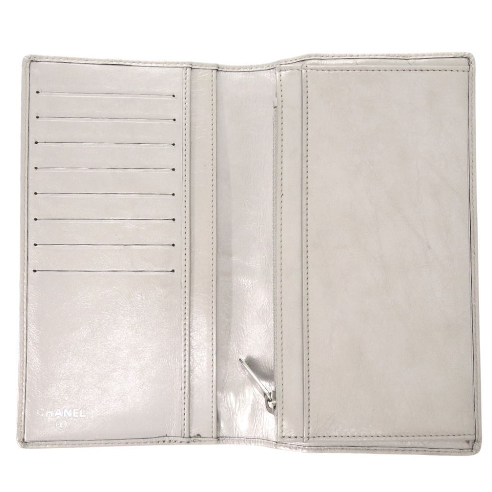 Chanel CC Logo Cambon Line Leather Silver Wallet — view 5