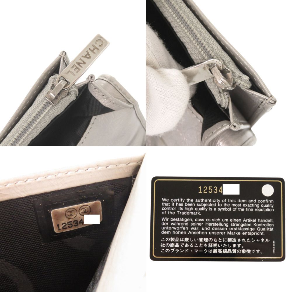 Chanel CC Logo Cambon Line Leather Silver Wallet — view 8