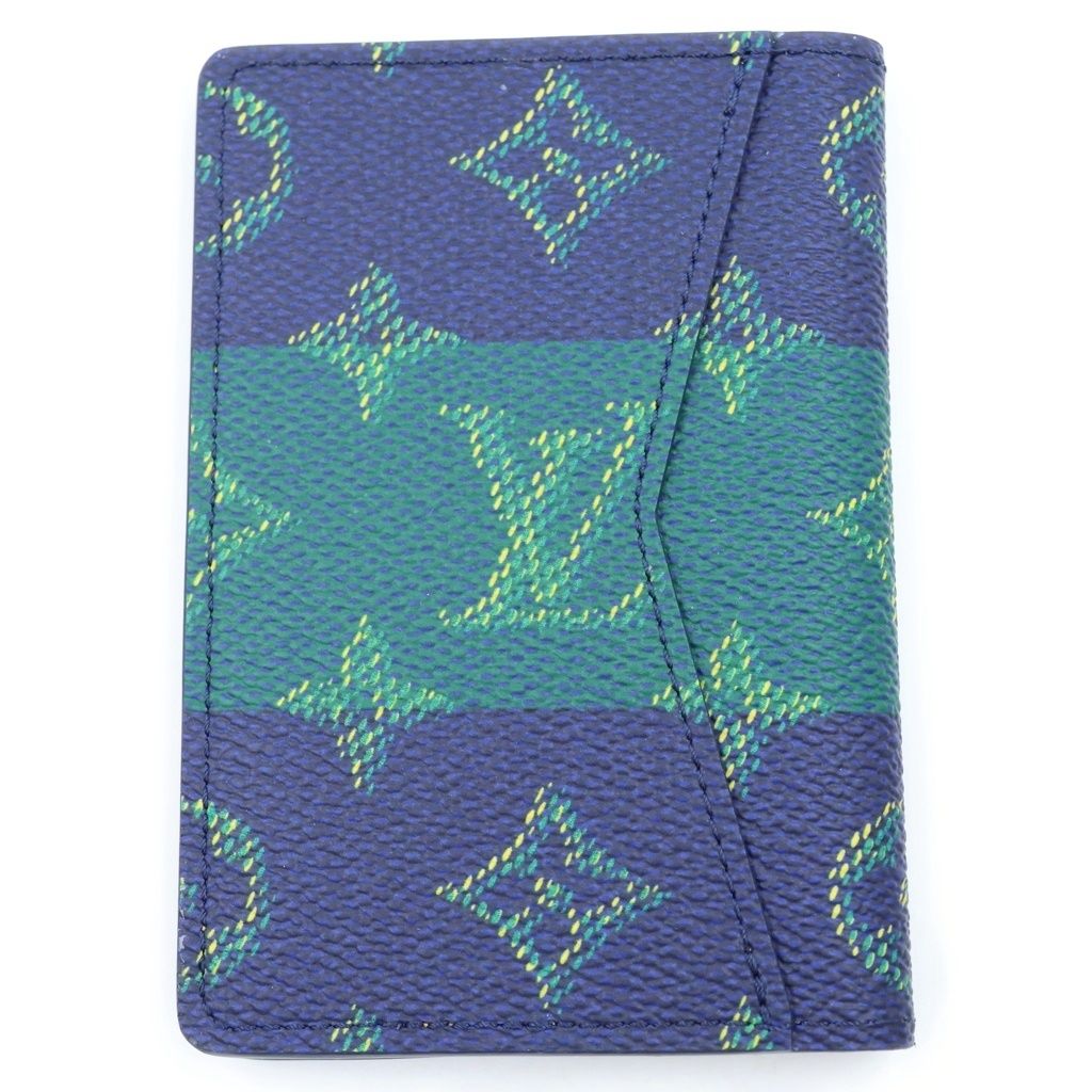 Louis Vuitton Monogram Heritage Card Case Slim Stripe Leather Business Navy — view 2
