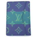 Louis Vuitton Monogram Heritage Card Case Slim Stripe Leather Business Navy — view 2