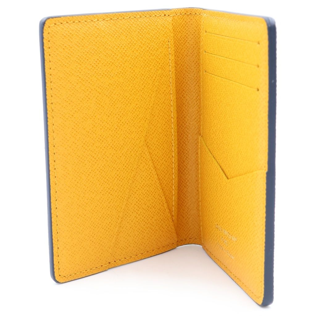 Louis Vuitton Monogram Heritage Card Case Slim Stripe Leather Business Navy — view 4