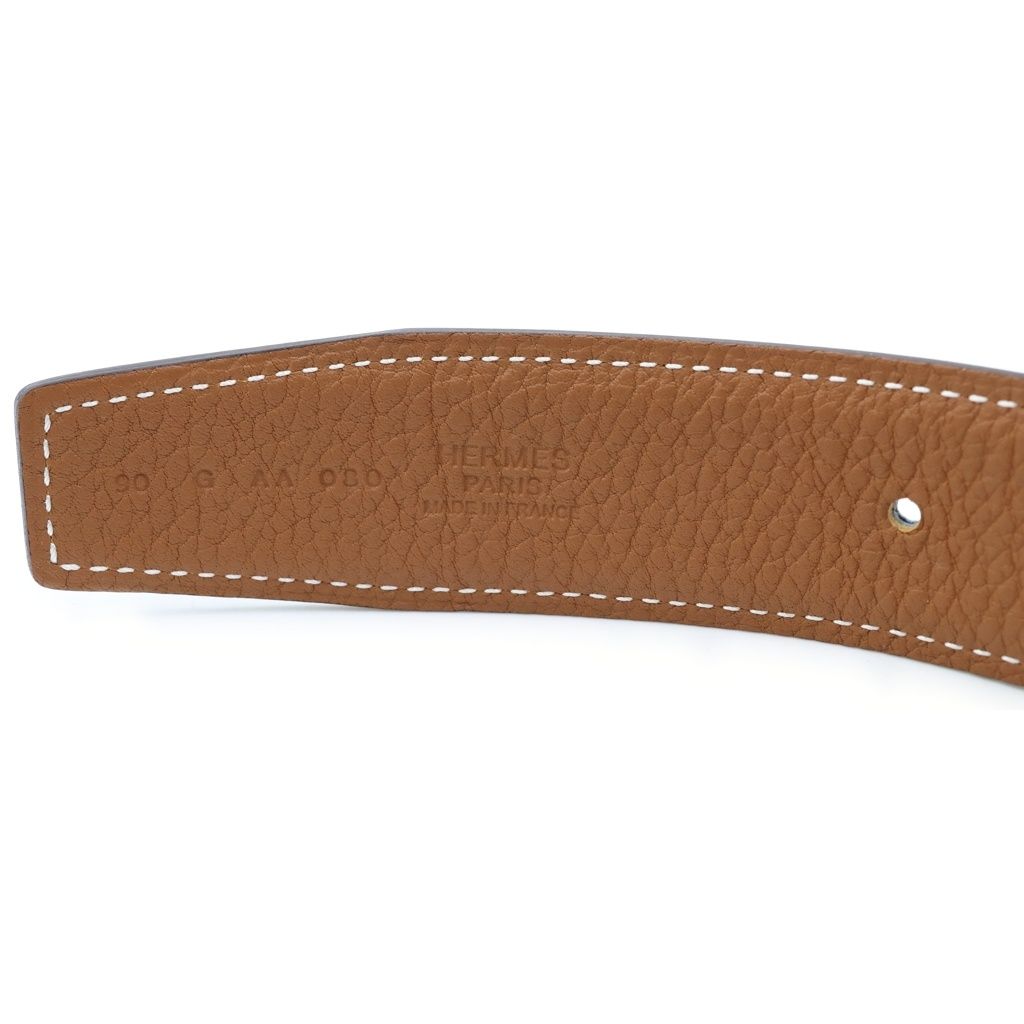 Hermes Constance H Knuckle Reversible Leather Belt Black Brown — view 6