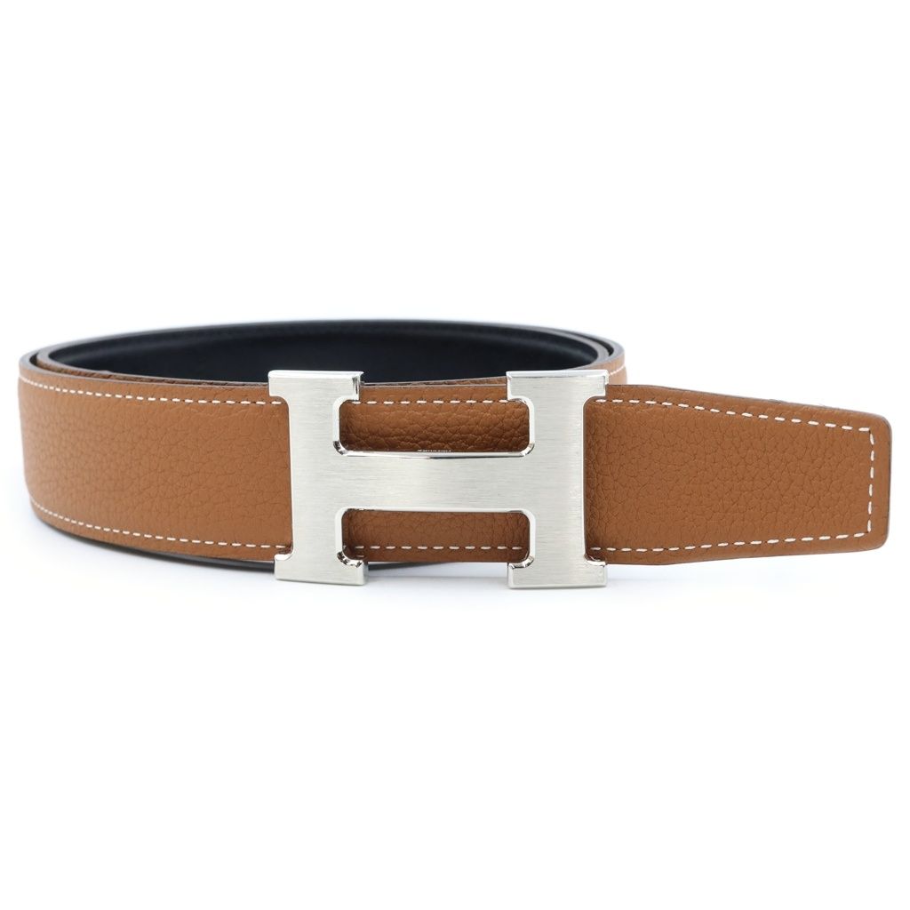 Hermes Constance H Knuckle Reversible Leather Belt Black Brown — view 4