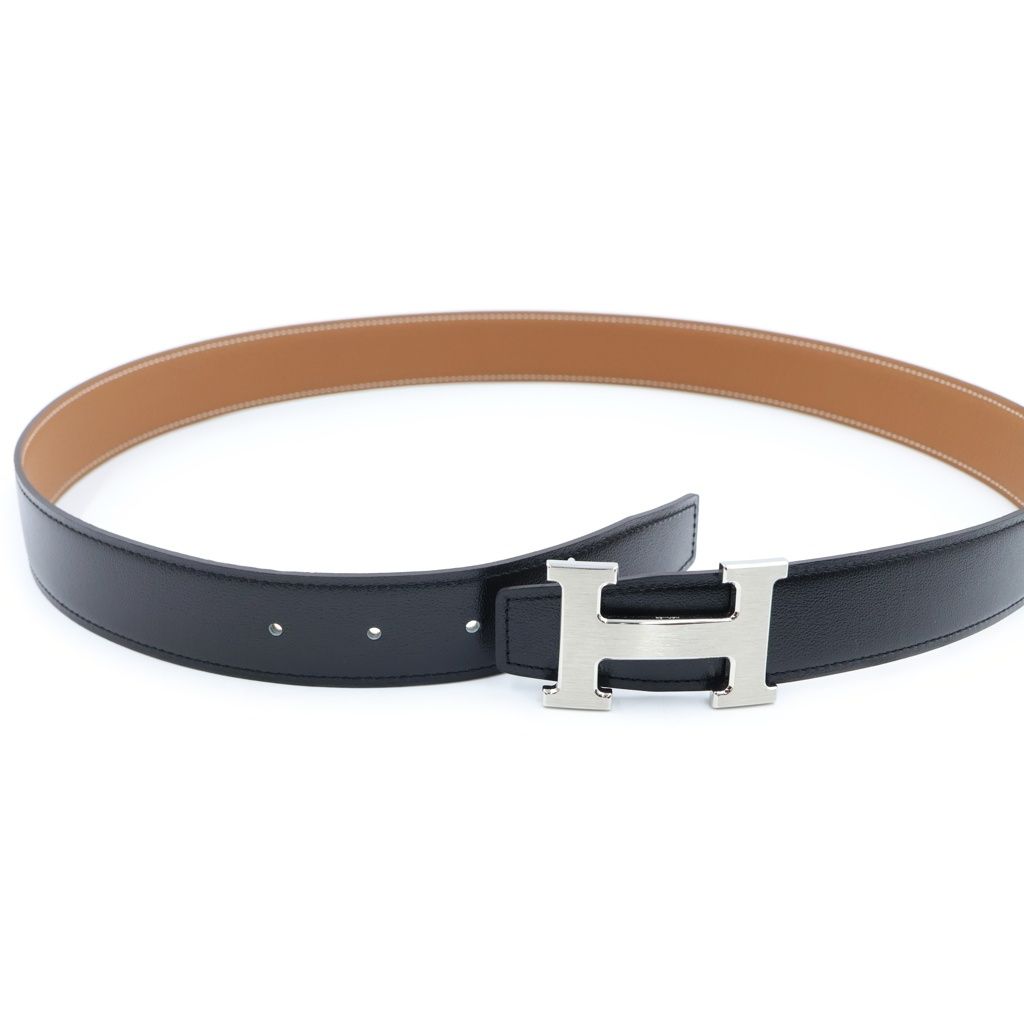 Hermes Constance H Knuckle Reversible Leather Belt Black Brown — view 5