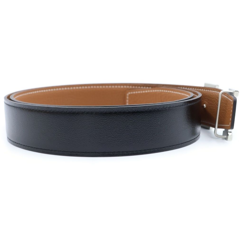 Hermes Constance H Knuckle Reversible Leather Belt Black Brown — view 3