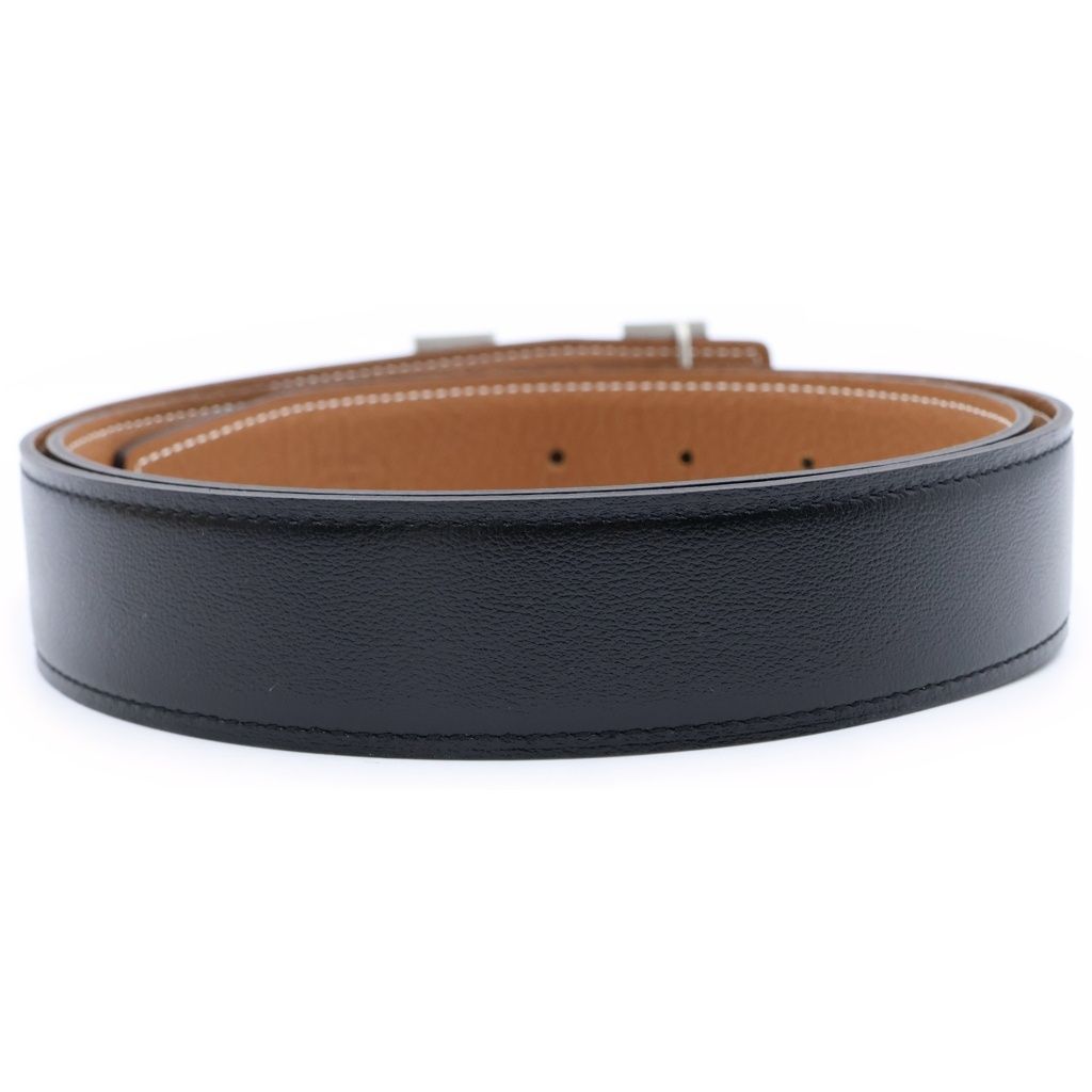 Hermes Constance H Knuckle Reversible Leather Belt Black Brown — view 2