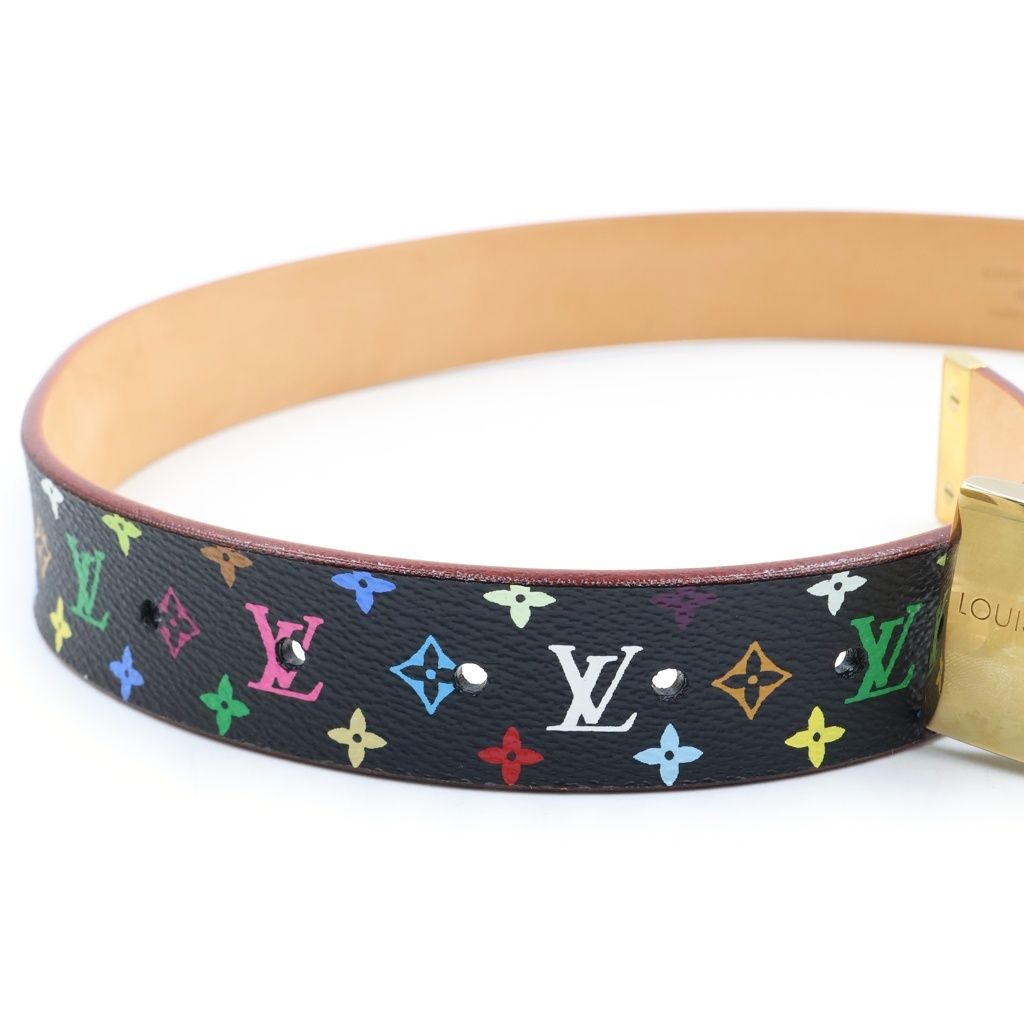 Louis Vuitton Monogram Multicolor Ceinture Carre Belt Black Leather — view 4