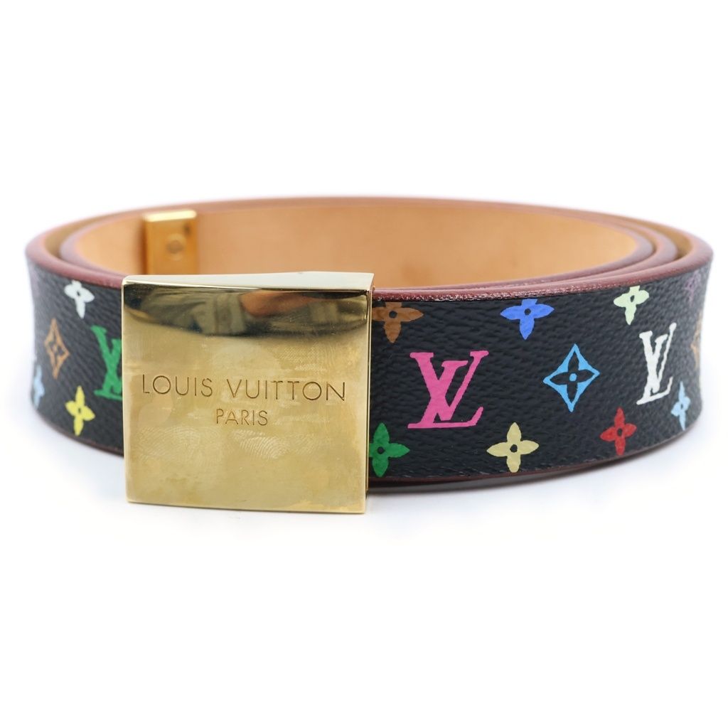 Louis Vuitton Monogram Multicolor Ceinture Carre Belt Black Leather