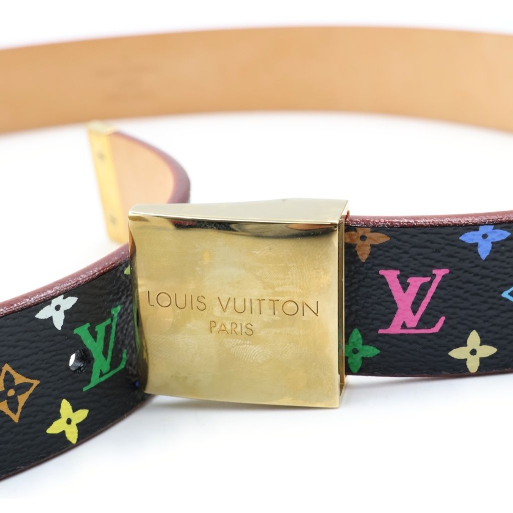 Louis Vuitton Monogram Multicolor Ceinture Carre Belt Black Leather — view 5