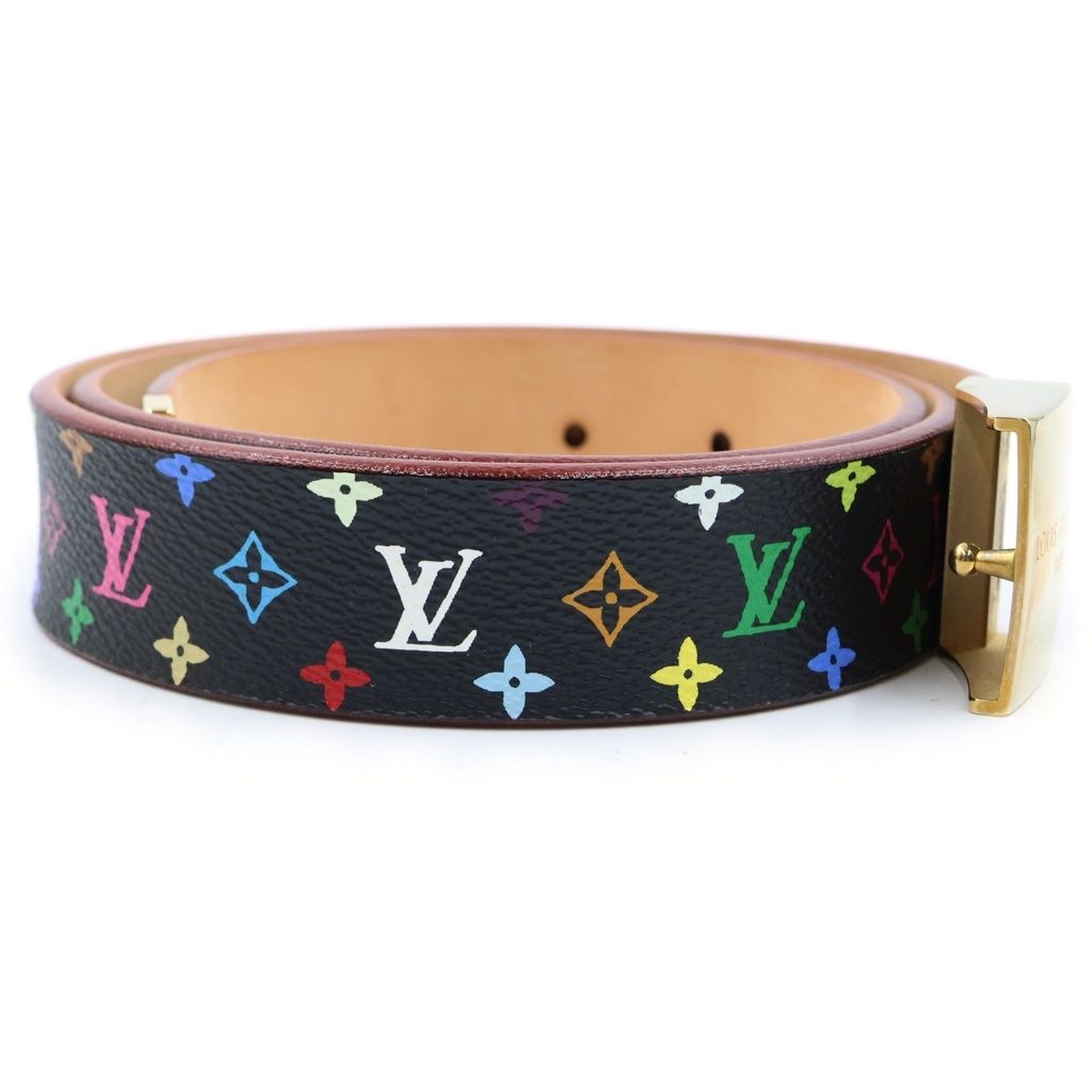 Louis Vuitton Monogram Multicolor Ceinture Carre Belt Black Leather — view 3