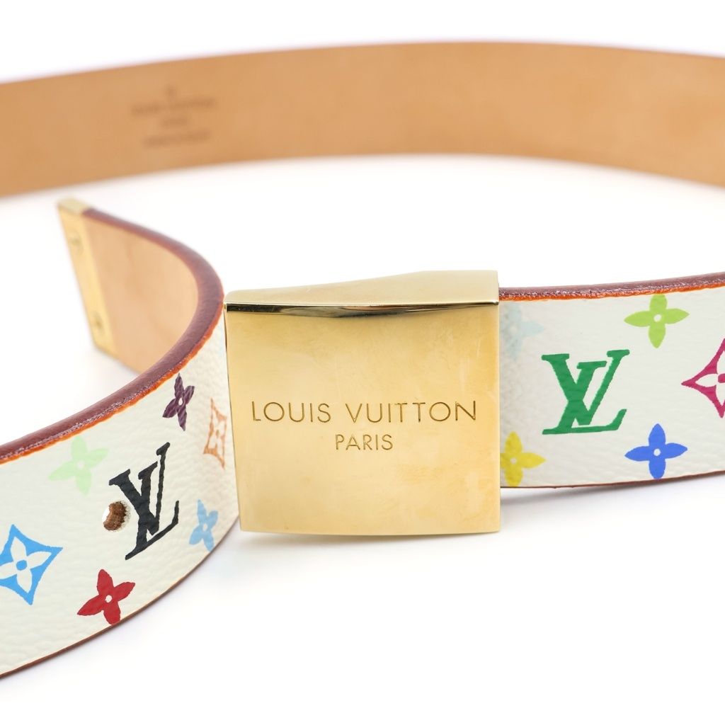Louis Vuitton Monogram Multicolor Ceinture Carre Belt White Leather — view 5