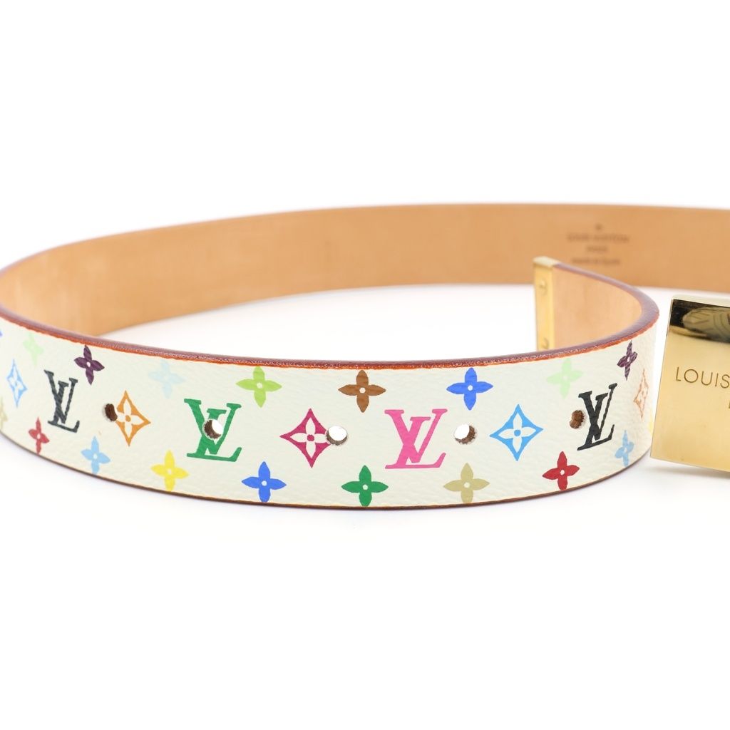 Louis Vuitton Monogram Multicolor Ceinture Carre Belt White Leather — view 4
