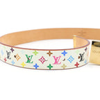 Louis Vuitton Monogram Multicolor Ceinture Carre Belt White Leather — view 4