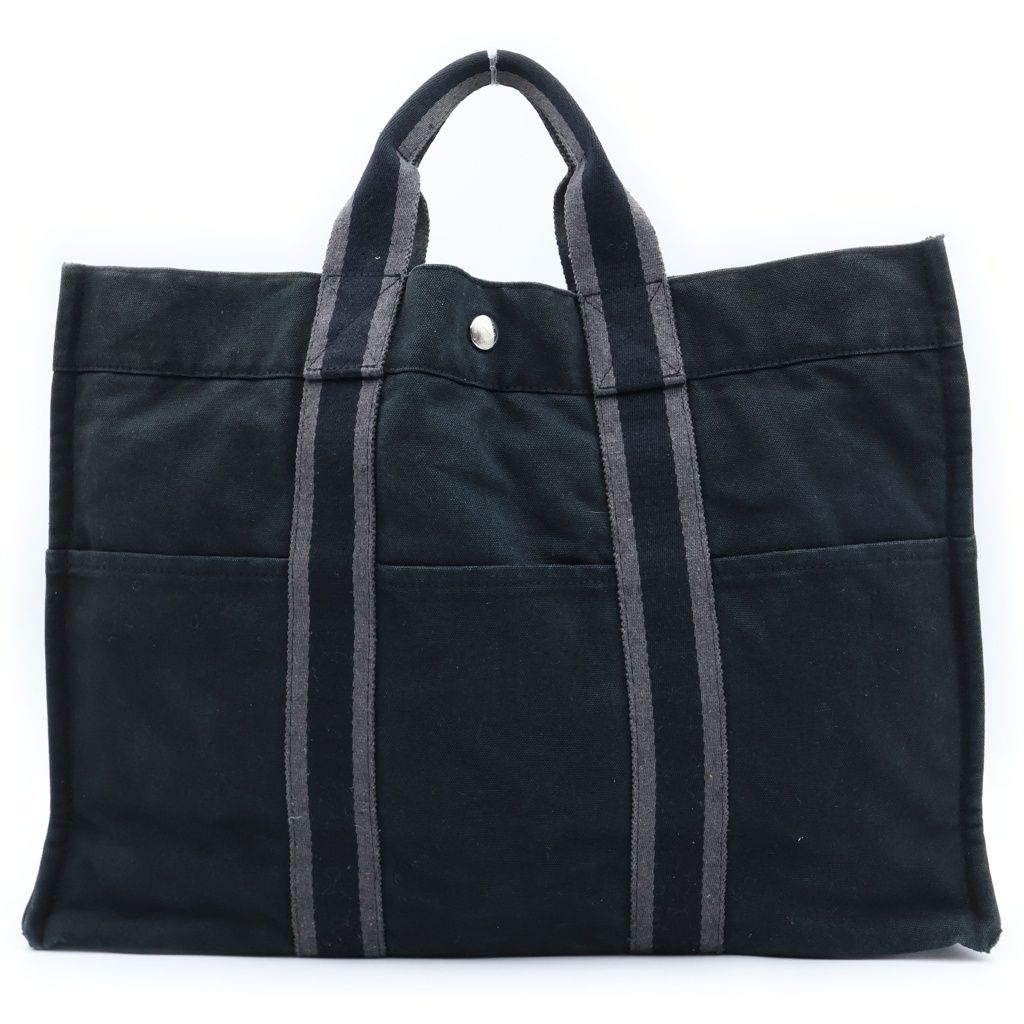 Hermes Fourre Tout MM Tote Bag Black Canvas — view 2