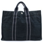 Hermes Fourre Tout MM Tote Bag Black Canvas