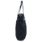 Prada Triangle Logo Quilted Tote Bag Leather Nylon Silver — view 3