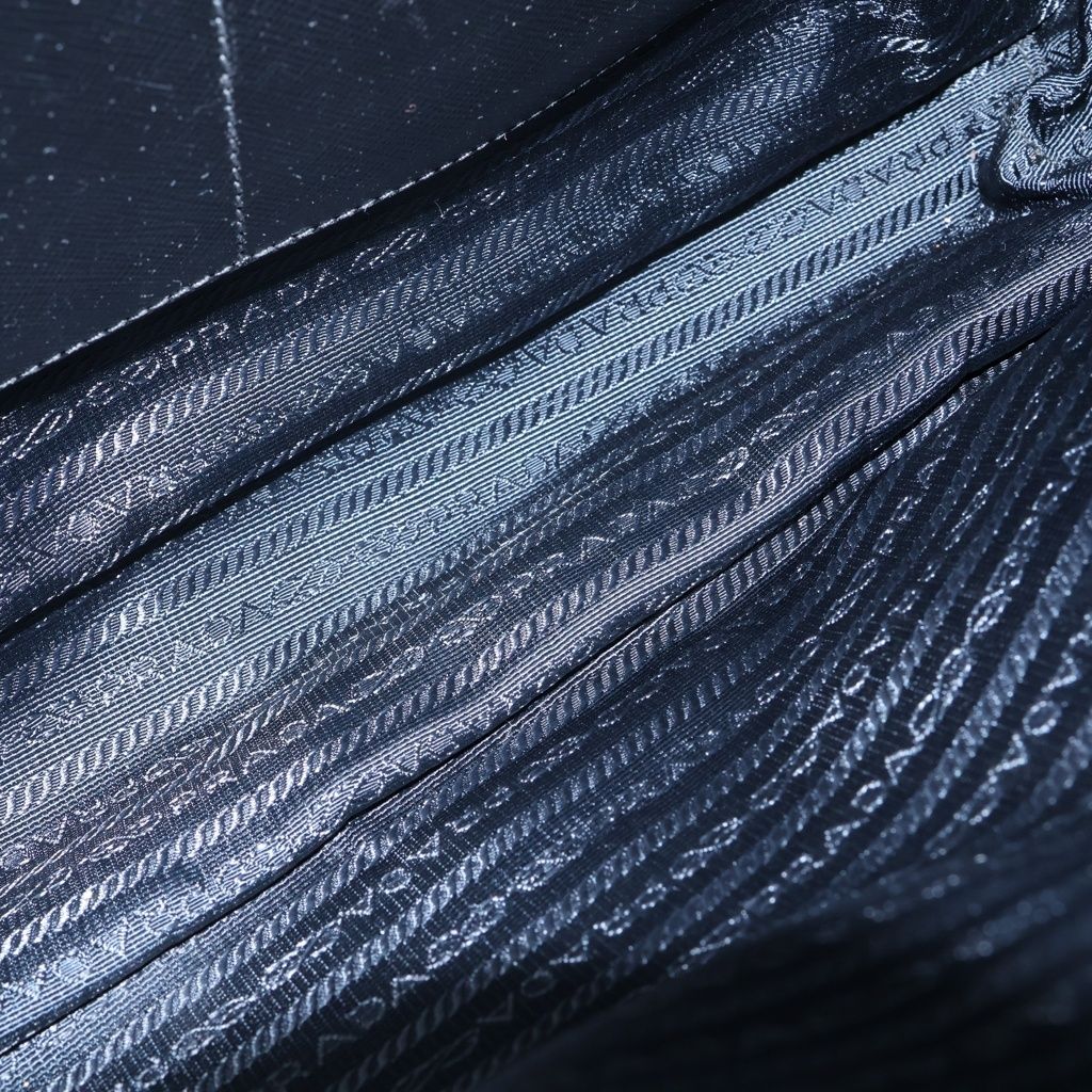 Prada Triangle Logo Quilted Tote Bag Leather Nylon Silver — view 8
