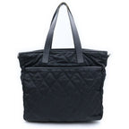 Prada Triangle Logo Quilted Tote Bag Leather Nylon Silver — view 2