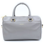 Saint Laurent Paris Duffle 2-Way Shoulder Bag Gray Leather Gold