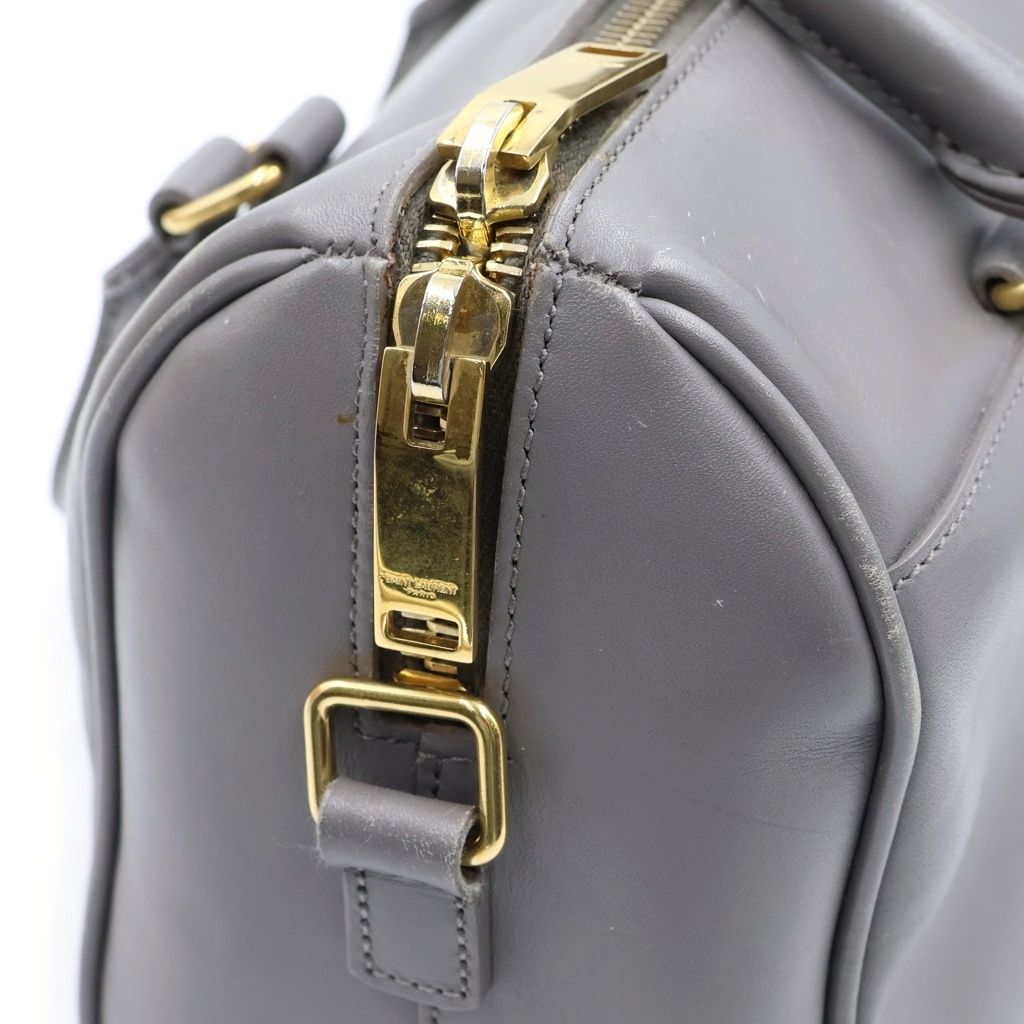 Saint Laurent Paris Duffle 2-Way Shoulder Bag Gray Leather Gold — view 7