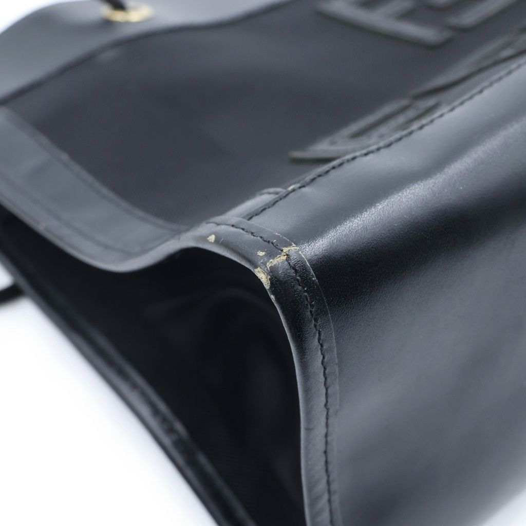 Fendi Logo Mesh Tote Bag Black Leather Gold — view 6
