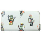Prada Robot Print Saffiano Round Zip Wallet White Multicolor — view 2