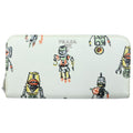Prada Robot Print Saffiano Round Zip Wallet White Multicolor