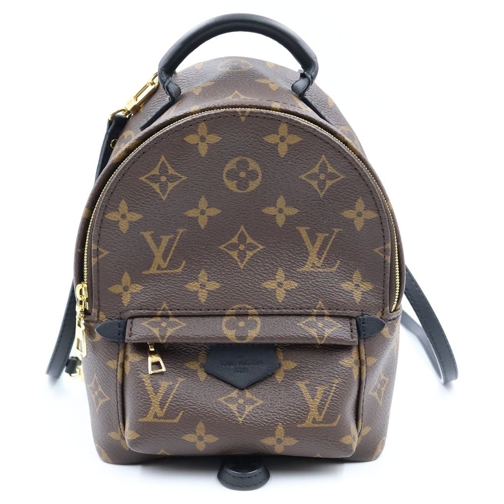 Louis Vuitton Monogram Palm Springs Mini Backpack Mini Bag Brown Black Leather