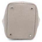 Hermes Picotin Lock MM Gris Asphalt Taurillon Maurice Leather Handbag Silver Beige — view 4