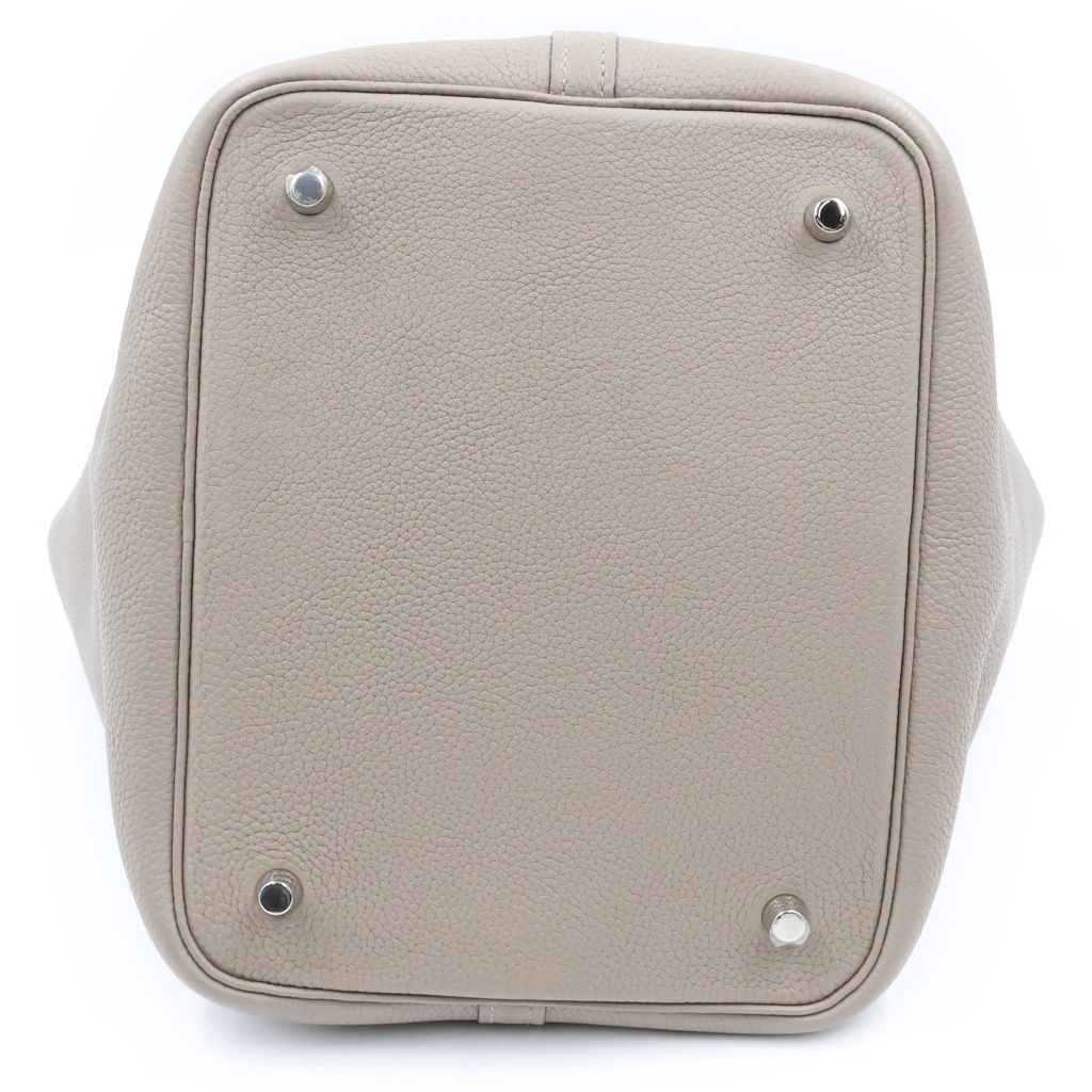 Hermes Picotin Lock MM Gris Asphalt Taurillon Maurice Leather Handbag Silver Beige — view 4