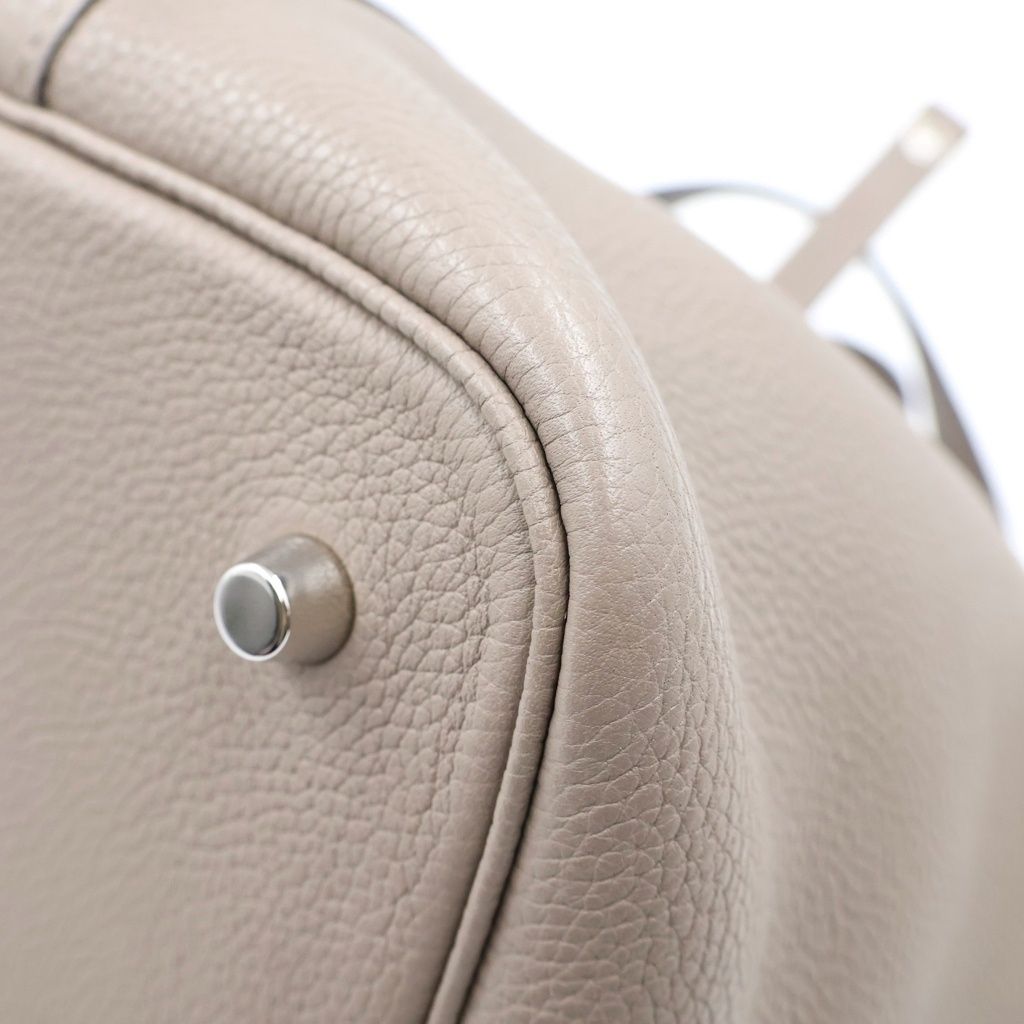 Hermes Picotin Lock MM Gris Asphalt Taurillon Maurice Leather Handbag Silver Beige — view 5