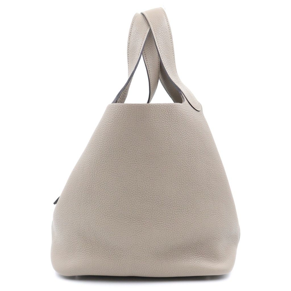 Hermes Picotin Lock MM Gris Asphalt Taurillon Maurice Leather Handbag Silver Beige — view 3