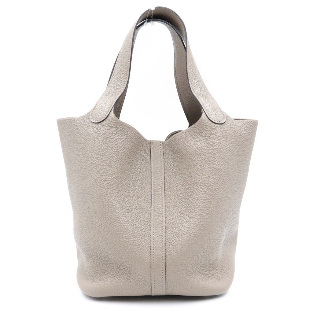 Hermes Picotin Lock MM Gris Asphalt Taurillon Maurice Leather Handbag Silver Beige — view 2