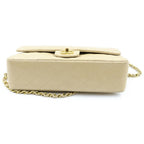 Chanel Quilted 25 Double Flap Chain Shoulder Bag Beige Lambskin Gold — view 4