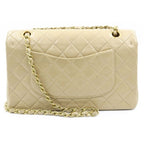 Chanel Quilted 25 Double Flap Chain Shoulder Bag Beige Lambskin Gold — view 2