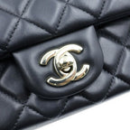 Chanel Mini Quilted 20 Chain Shoulder Bag Single Flap Black Lambskin Gold Plate — view 6