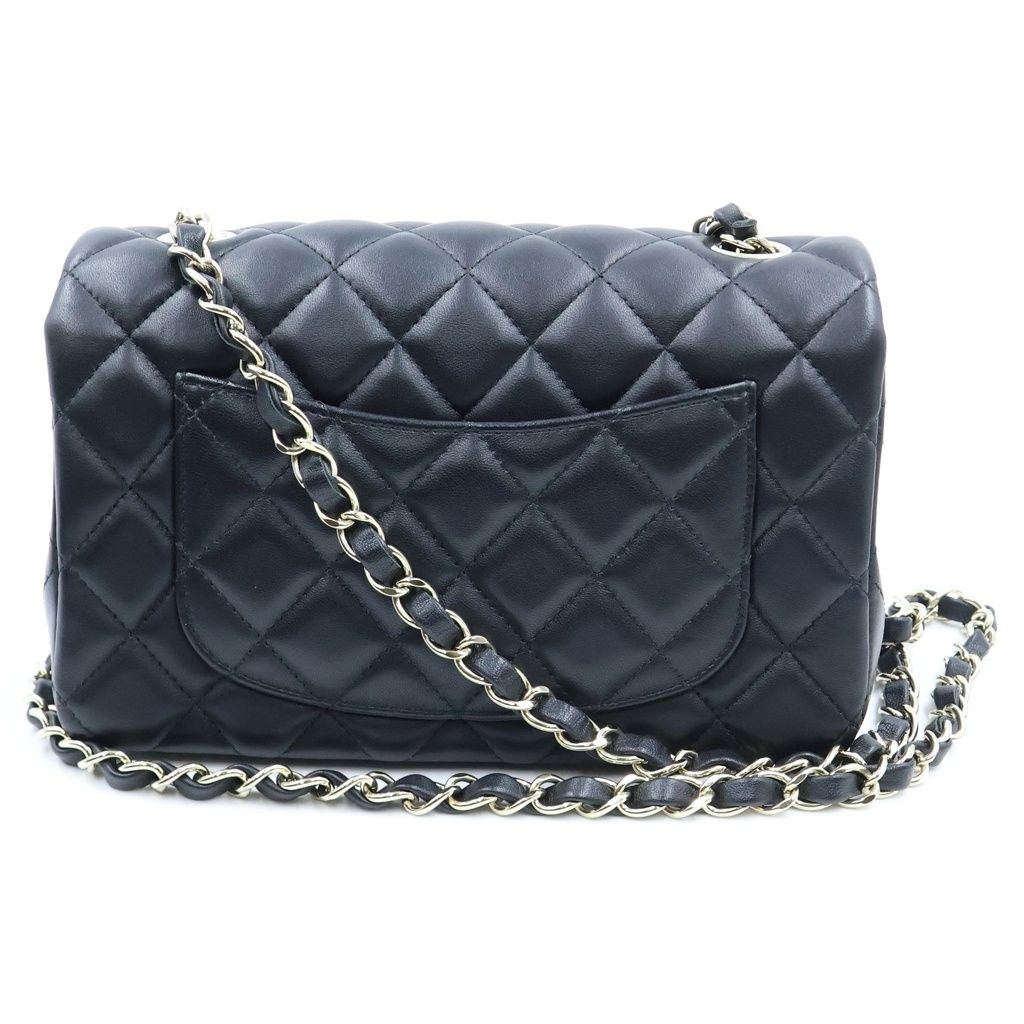 Chanel Mini Quilted 20 Chain Shoulder Bag Single Flap Black Lambskin Gold Plate — view 2