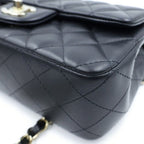 Chanel Mini Quilted 20 Chain Shoulder Bag Black Lambskin Gold Plate — view 5