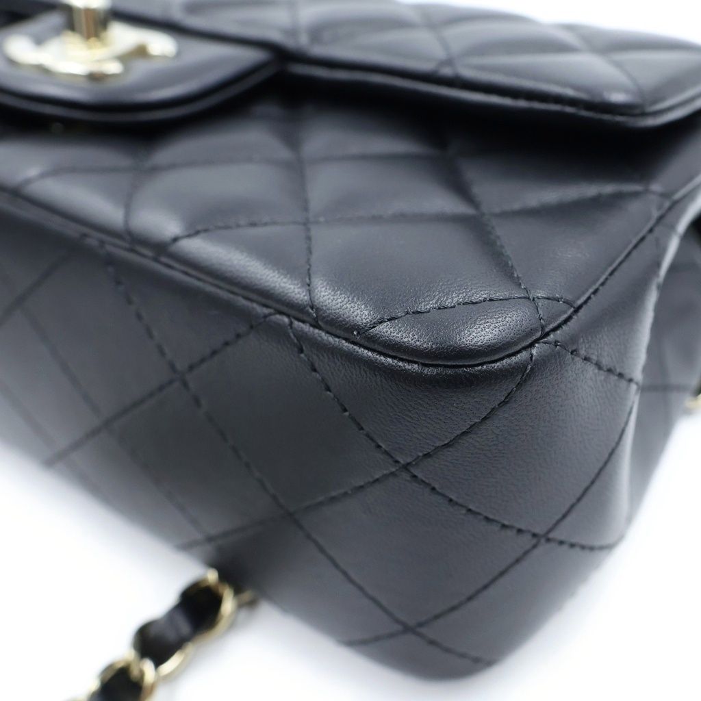 Chanel Mini Quilted 20 Chain Shoulder Bag Black Lambskin Gold Plate — view 5