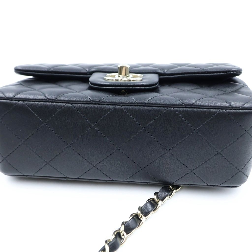 Chanel Mini Quilted 20 Chain Shoulder Bag Black Lambskin Gold Plate — view 4