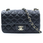 Chanel Mini Quilted 20 Chain Shoulder Bag Black Lambskin Gold Plate