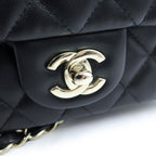 Chanel Mini Quilted 20 Chain Shoulder Bag Black Lambskin Gold Plate — view 6