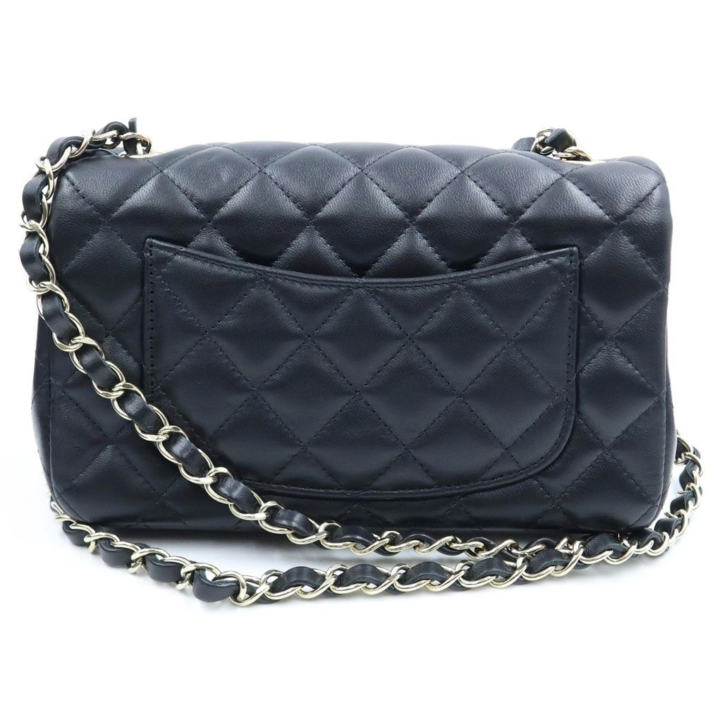 Chanel Mini Quilted 20 Chain Shoulder Bag Black Lambskin Gold Plate — view 2