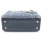 Dior Lady Dior Small 2-Way Shoulder Bag Black Leather Gold — view 4