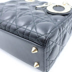 Dior Lady Dior Small 2-Way Shoulder Bag Black Leather Gold — view 5