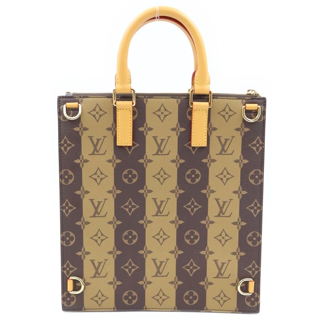 Louis Vuitton NIGO Sac Plat Monogram Stripe Tote Bag Brown Leather Gold — view 2