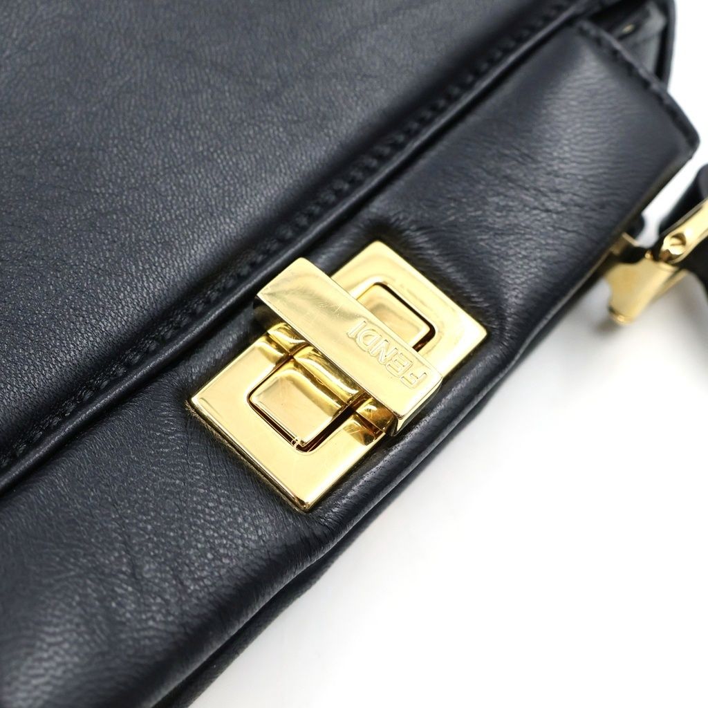 Fendi Peekaboo Iconic 2-Way Shoulder Bag Black Leather Gold — view 6