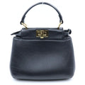 Fendi Peekaboo Iconic 2-Way Shoulder Bag Black Leather Gold
